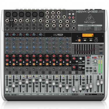 河南百灵达 Behringer QX1832USB 模拟调音台 USB声卡调音台 直播K歌调音台