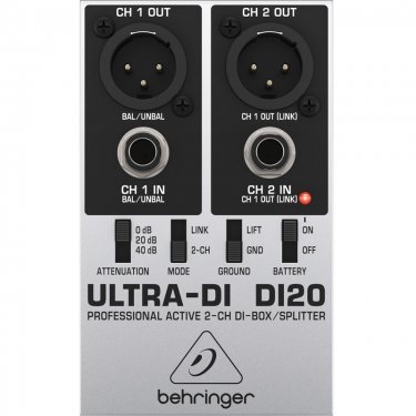 河南百灵达 Behringer DI20 DI盒 有源2路DI盒 线路信号转平衡乐器 di盒 非平衡信号转平衡